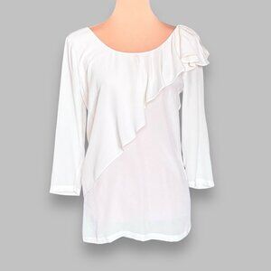 NWT See By Chloe Ruffle Blouse Sz.4 100% Silk White Asymmetrical Designer